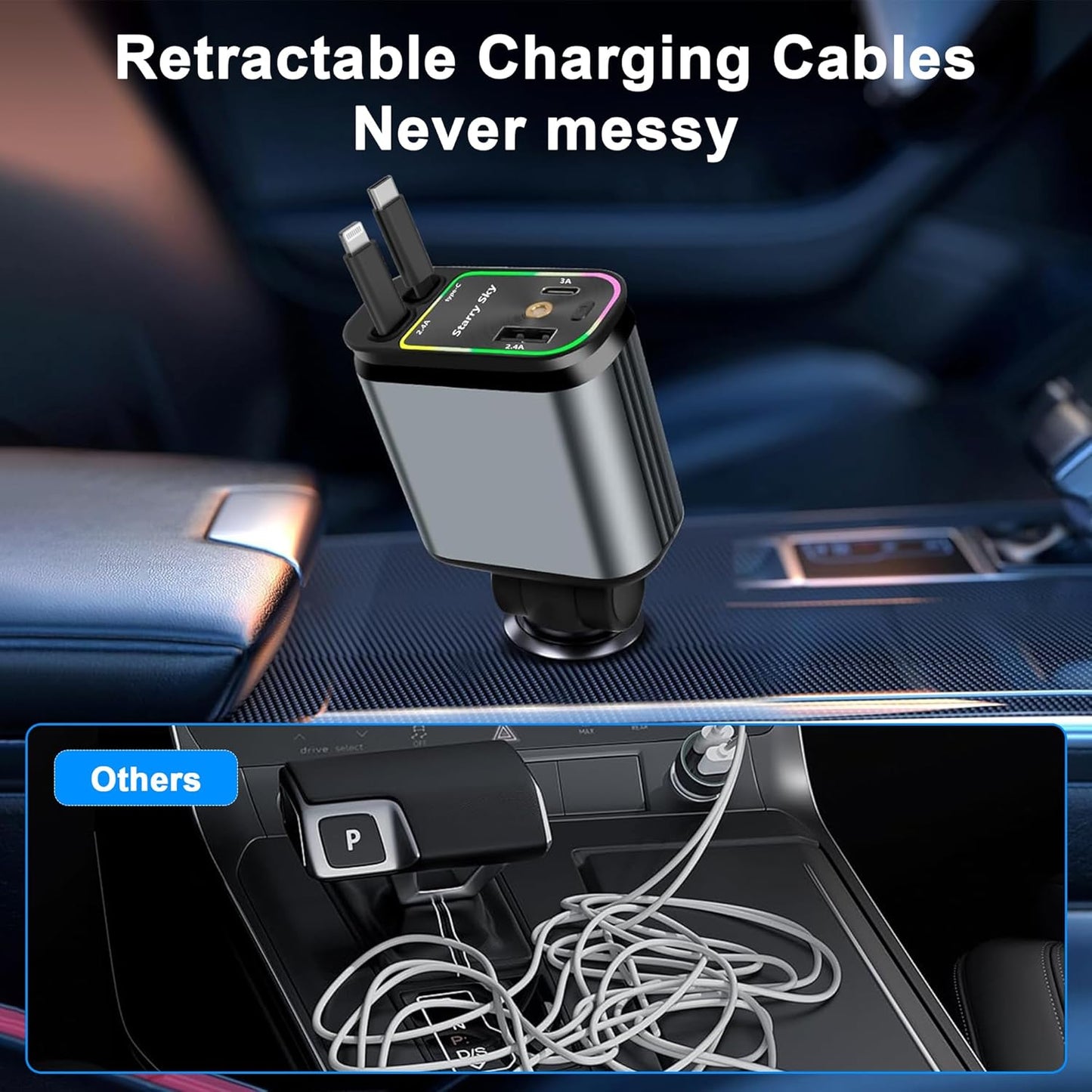 Cargador De Celulares Para Carro 4 En 1 Proyector